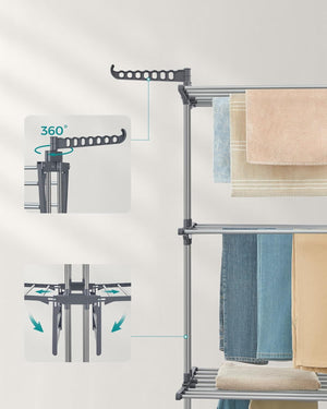 4-Tier Stainless Steel Clothes Dryer – Foldable & Movable