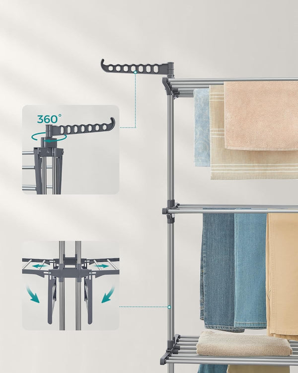 4-Tier Stainless Steel Clothes Dryer – Foldable & Movable