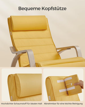 Rocking Chair with Adjustable Footrest - Pastel Yellow - Karrari