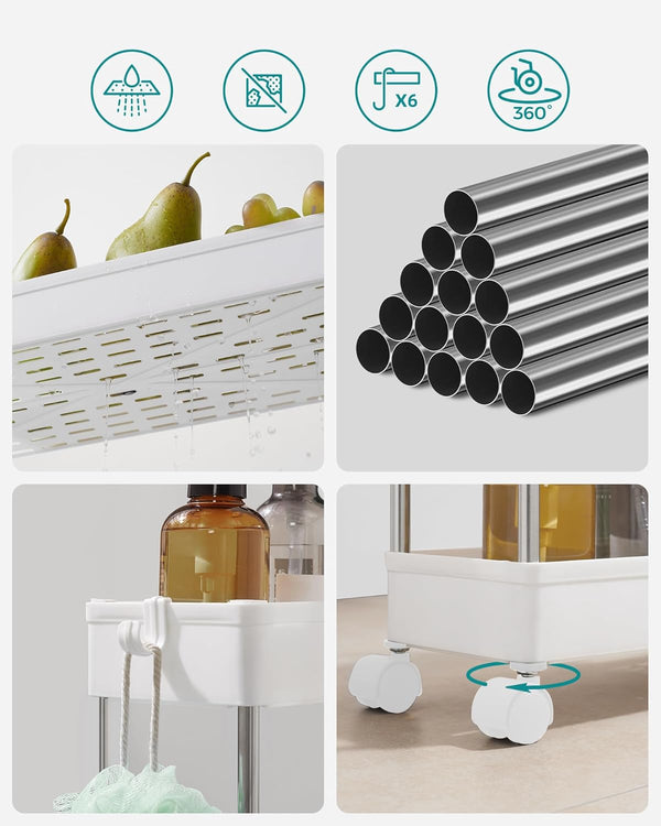 3-Tier Rolling Storage Cart with Wheels