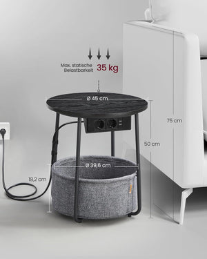 Side Table with Socket & Basket - Karrari
