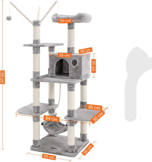 Light Grey Cat Tree with Scratching Post & Hammock - Karrari