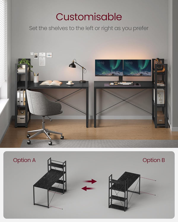 Computer Desk with Storage Shelves on Reversible - Karrari