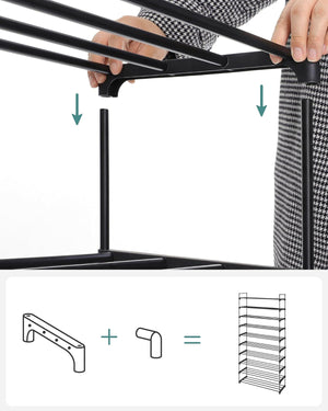 10-Tier Metal Shoe Rack – Customisable Design