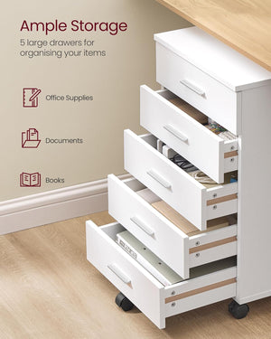 Pedestal File Cabinet with Wheels - Cloud White - Karrari
