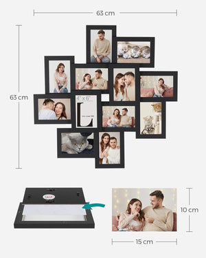 Collage Picture Frame for 12 Photos (4×6, Wall-Mounted) - Karrari