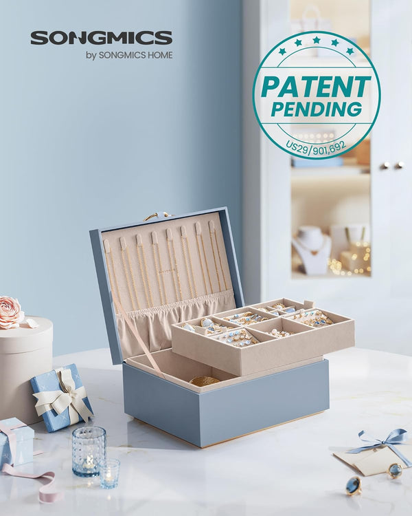2-Layer Jewellery Box with Handle - Removable Tray