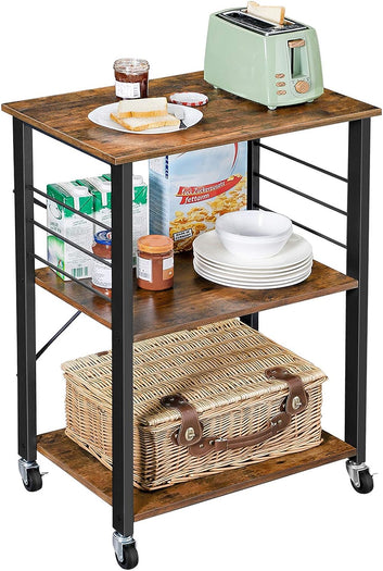 Kitchen Shelf on Wheels, Serving Trolley with 3 Shelves