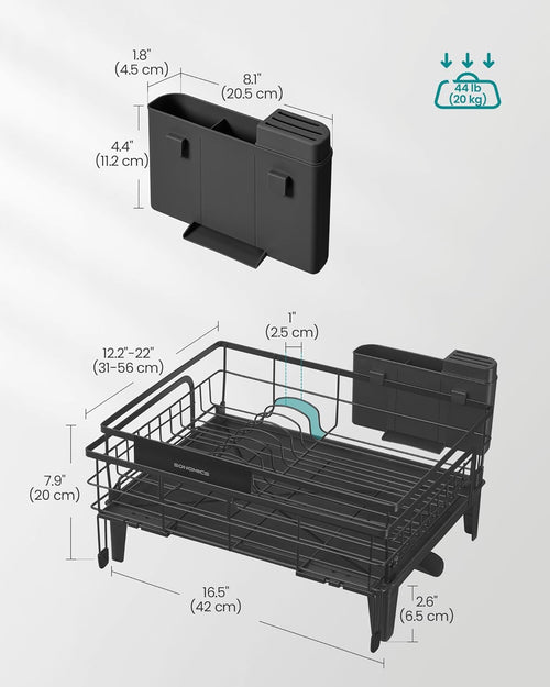 Expandable Dish Rack with Spout & Utensil Holder - Karrari