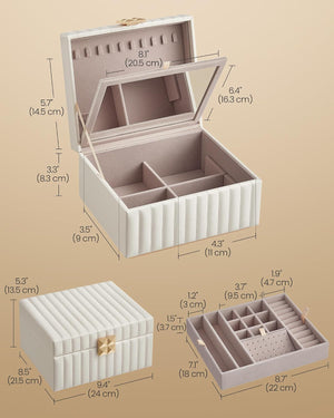 Jewellery Box with Drawer, Mirror & PU Finish