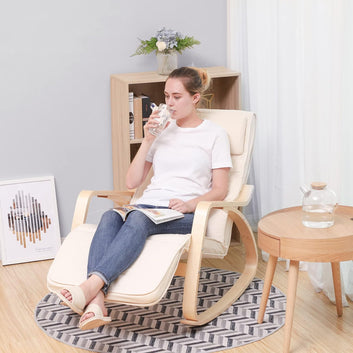 Relaxing Rocking Chair with Adjustable Footrest Max Load: 150 kg Beige