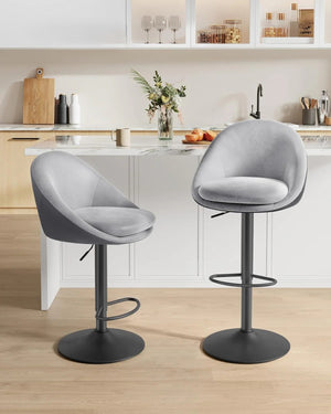 Set of 2 Adjustable Bar Stools - Dove Grey - Karrari
