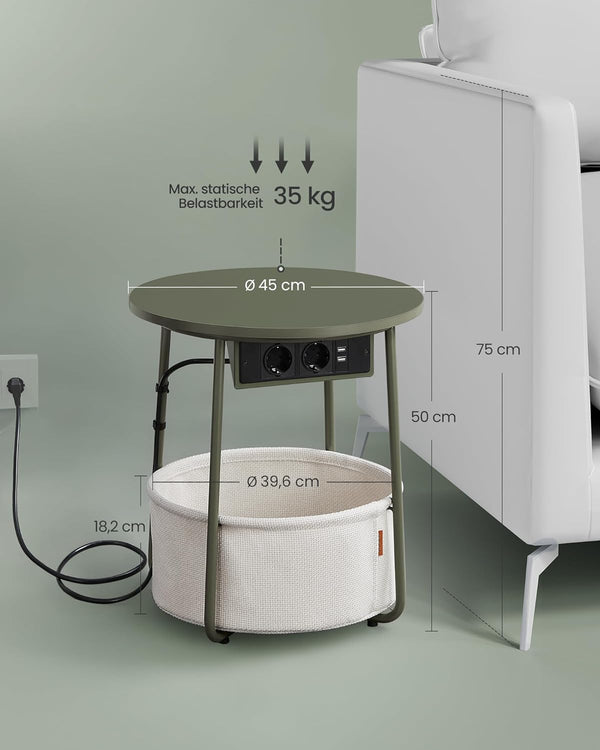 Side Table with Socket & Basket - Karrari