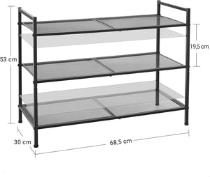 3-Tier Metal Shoe Rack – Fits 9–12 Pairs