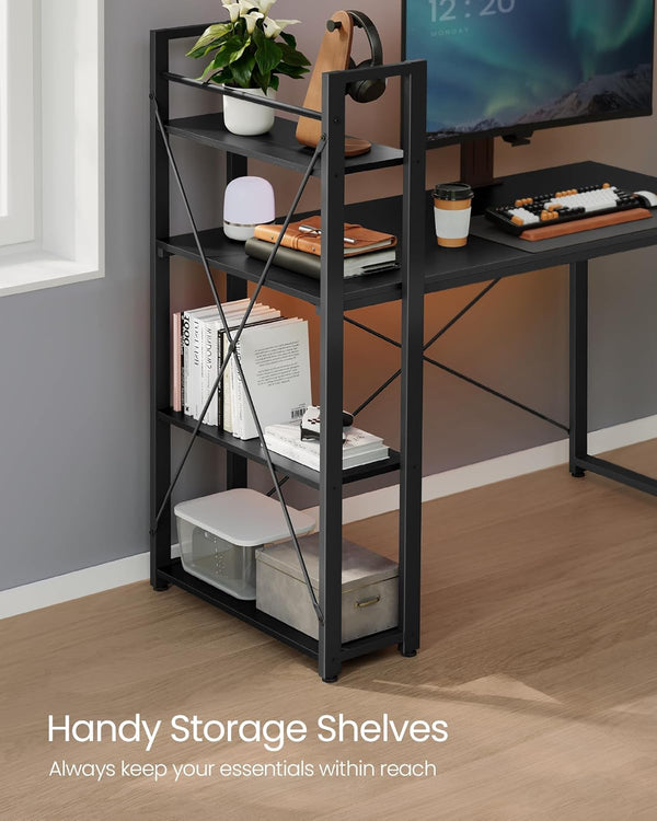 Computer Desk with Storage Shelves Reversible