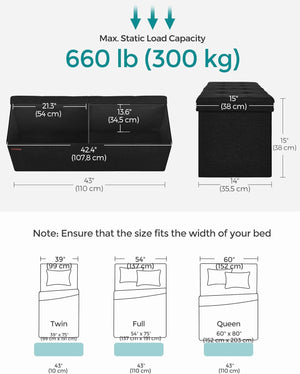 Storage Ottoman Bench – Folding Footrest Stool