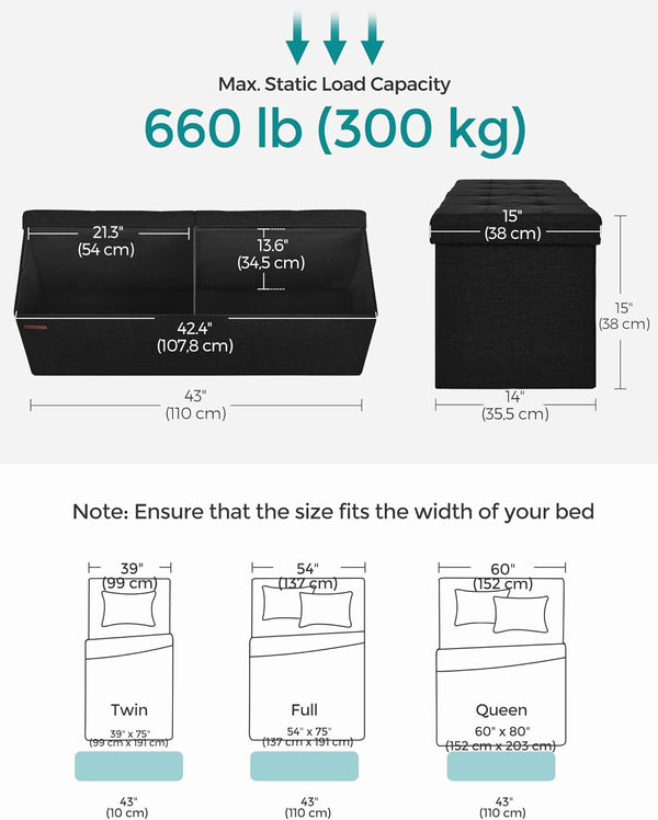 Storage Ottoman Bench – Folding Footrest Stool