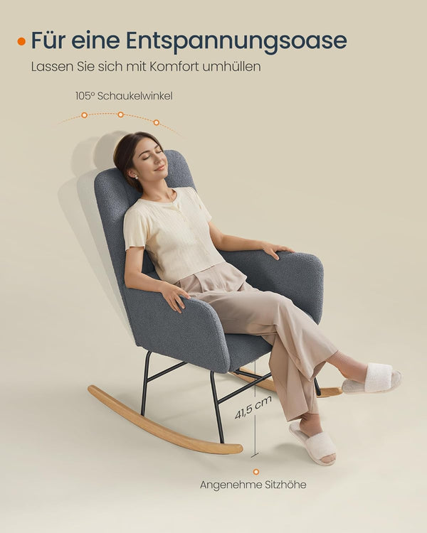 Rocking Chair with Armrests - Slate Grey - Karrari