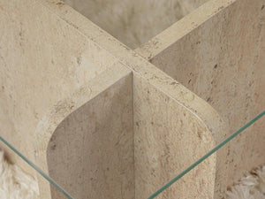 Elegant Coffee Table Top Tempered Glass - Travertine Colour - Karrari