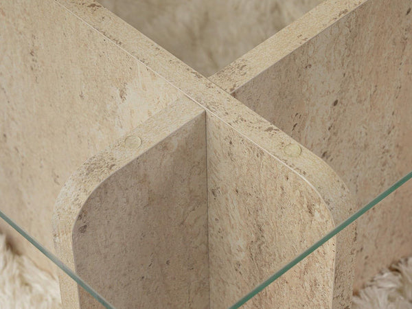 Elegant Coffee Table Top Tempered Glass - Travertine Colour - Karrari