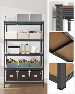 5-Tier Steel Shelving Unit – Boltless Garage Storage Rack (60x120x200cm) - Karrari