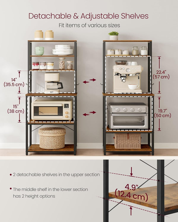 Kitchen Baker’s Rack with Shelves and Hooks