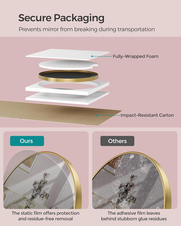 Round Wall Mirror - Gold Metal Frame - Karrari