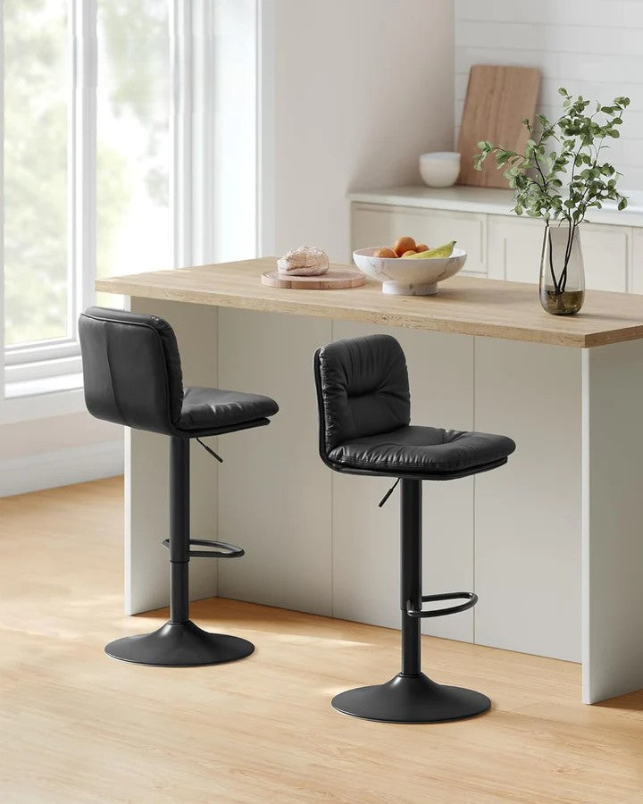 Set of 2 Height-Adjustable PU Bar Chairs