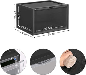 6 Stackable Black Shoe Boxes with Door - Karrari