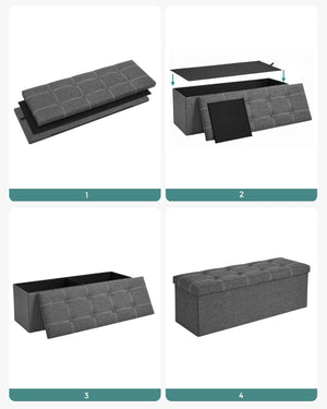 Storage Bench with Seat – Foldable Chest, Dark Grey