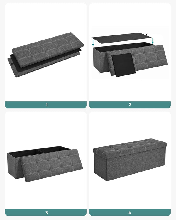 Storage Bench with Seat – Foldable Chest, Dark Grey