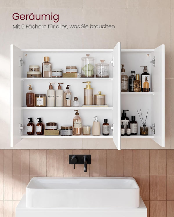 Bathroom Wall Cabinet with Mirror, 3 Doors & Adjustable Shelf - Karrari