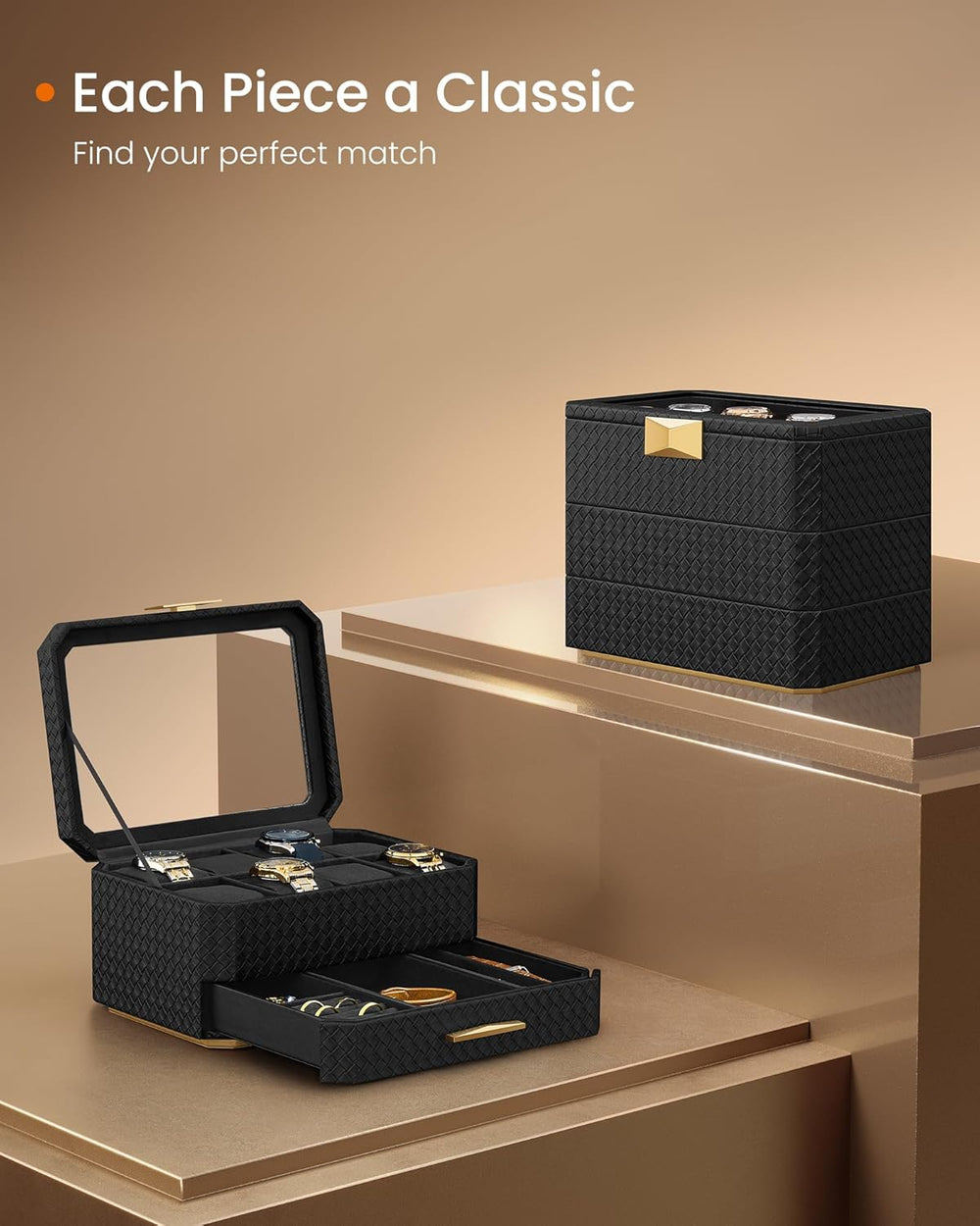 8-Slot Watch Case with Travel Pouch – PU Leather - Karrari