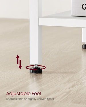 White Side Table with Fabric Drawer - Karrari