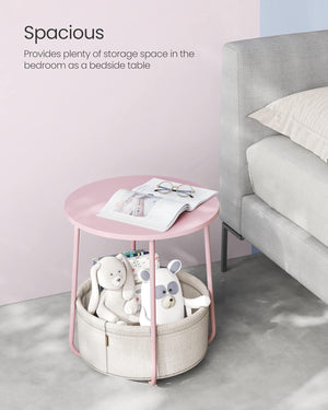 Side Table with Fabric Basket