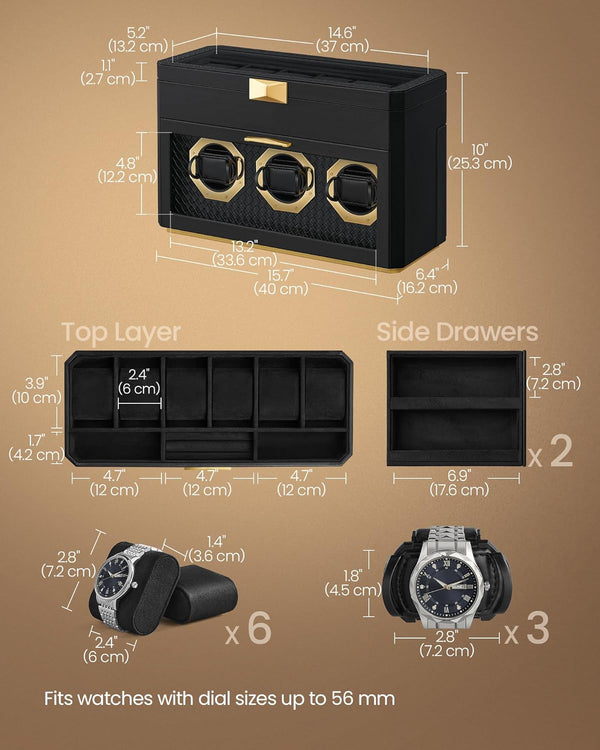 9-Slot Watch Box with Glass Window - PU Leather - Karrari