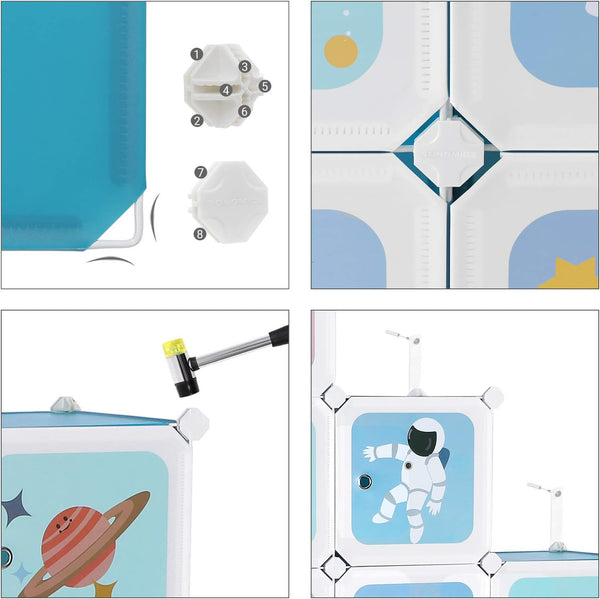 15-Cube Shelving System - Kids Storage Cabinet with Doors