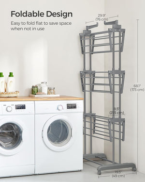 4-Tier Stainless Steel Clothes Dryer – Foldable & Movable - Karrari
