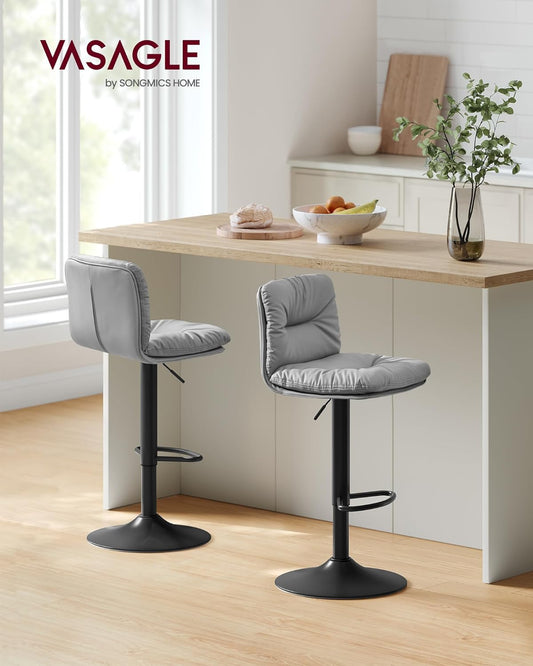 Bar Stools Set of 2 Height-Adjustable Bar Chairs with PU Cover 360° Rotatable