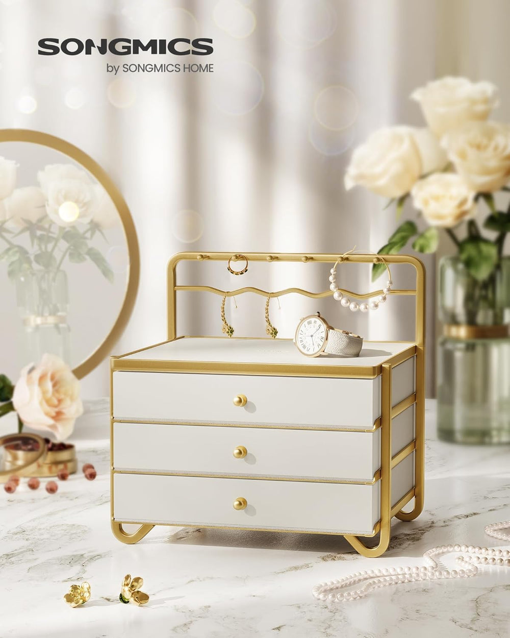 3-Tier Jewellery Organizer - Drawers & Hanging Rack