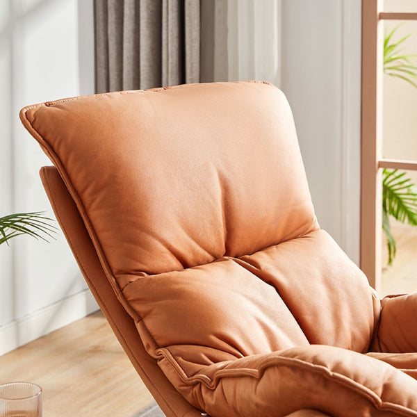 Orange Leather Rocking Armchair with Industrial Iron Frame - Karrari