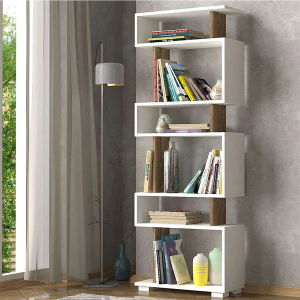 Bookcase Blok White-Walnut - Karrari