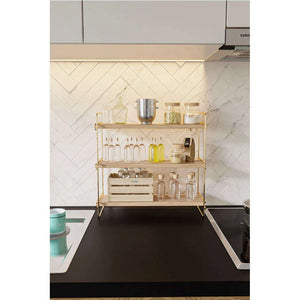 3-Tier Gold Brown Wall Shelf - Karrari