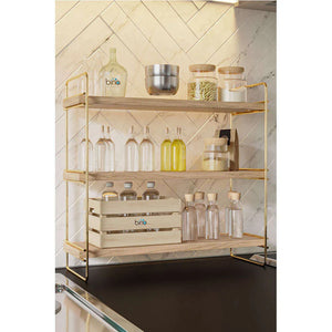 3-Tier Gold Brown Wall Shelf - Karrari