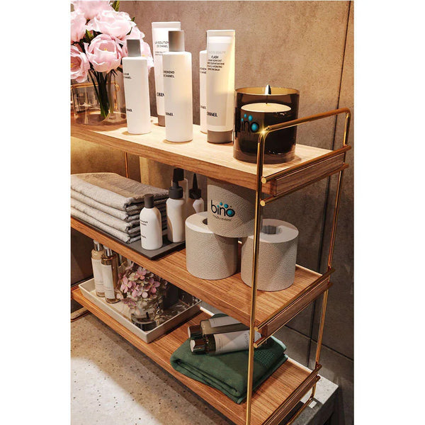 3-Tier Gold Brown Wall Shelf - Karrari