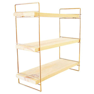 3-Tier Gold Brown Wall Shelf - Karrari