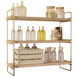 3-Tier Gold Brown Wall Shelf - Karrari