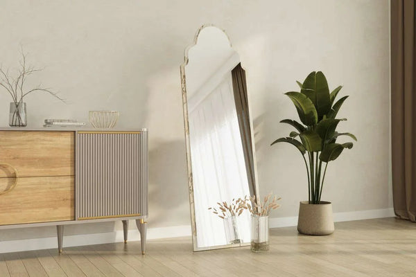 Full-Length Arched Top Mirror | Marble-Effect Frame - Karrari