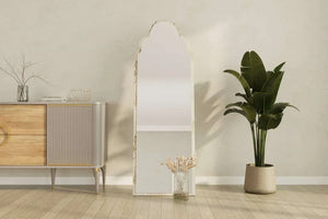 Full-Length Arched Top Mirror | Marble-Effect Frame - Karrari