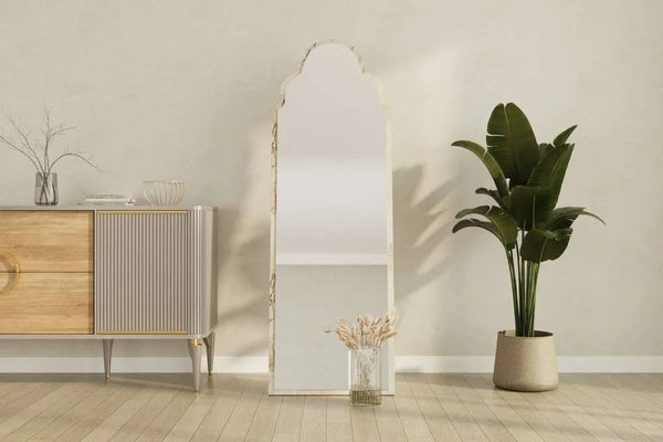 Full-Length Arched Top Mirror | Marble-Effect Frame - Karrari